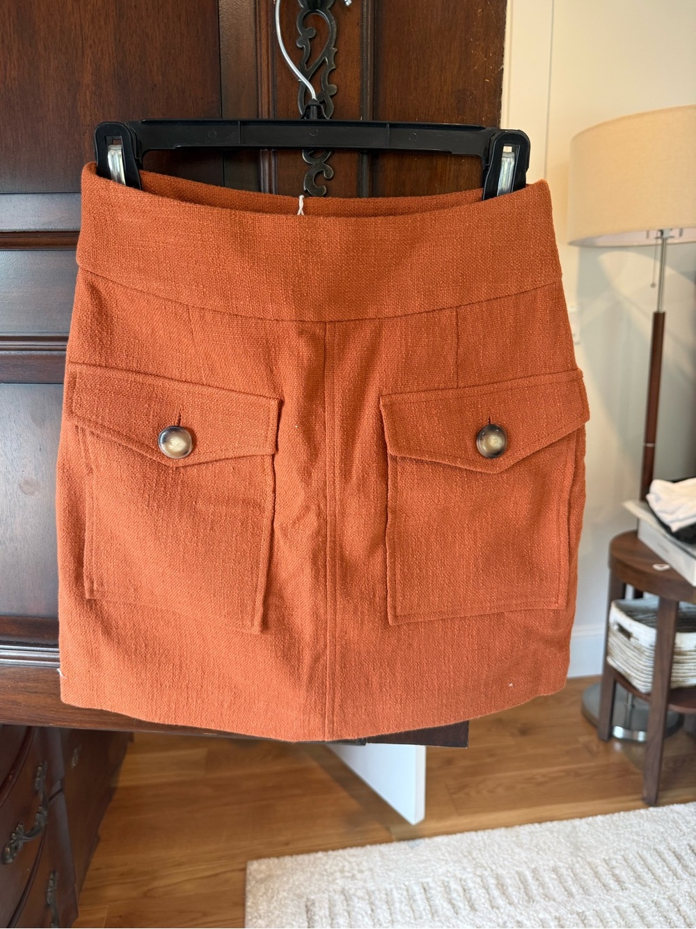 Sezane Gillyne Skirt Brick Orange Pocket mini Skirt - Picture 12 of 12